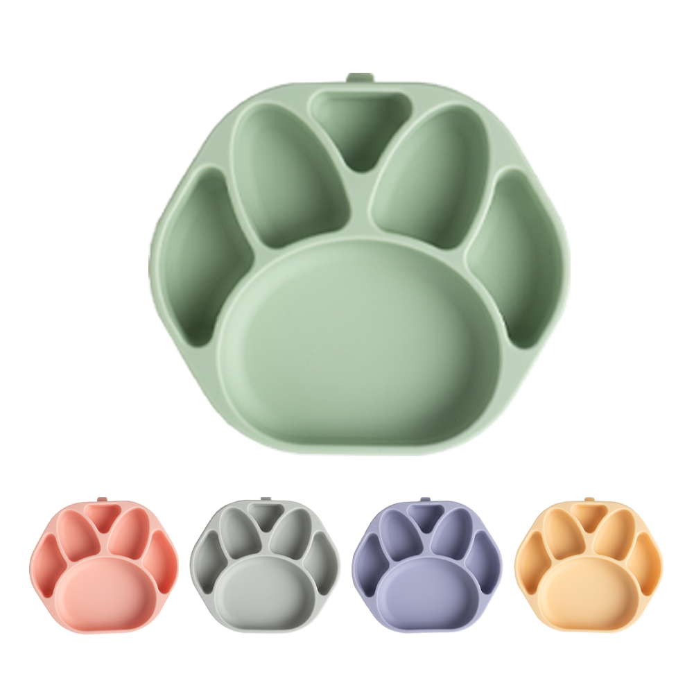 Non-Slip Baby Plate – Bear Paw (Green)