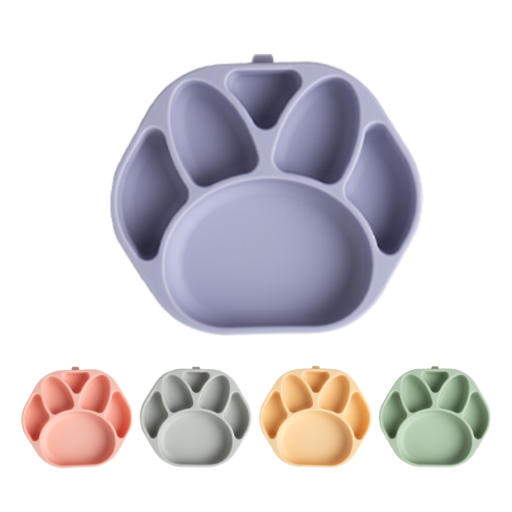 Non-Slip Baby Plate – Bear Paw (Purple)